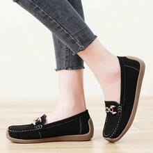 Women Elegant Solid Color Slip-On Flats, Casual Lounge Shoes