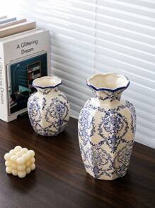 Cabin Kangaroo 1 pieza Nuevo jarrón de porcelana china de estilo azul y blanco, nueva decoración del hogar clásica, jarrón de flores para sala de estar, ornamentos de entrada, jarrón de flores de peonía vintage para decoración de habitación, jarrón de vidrio