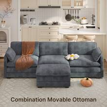 Living Room 3 Seaters Sofa, Sectional Sofa, Modular Combination Sofa, Extra Large Seat Width And Depth, Soft Fabric, Thick Cushions, Arm Pillows, Available In 3 Colors - Dark Grey - View 3