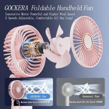 TFFFPortable Fan 4200mAh Battery Operated Fan 5 SpeedsandDigital Display Makeup Fans For Women With Base 180°Foldable 3in1 Handheld Neck Desk Fan For Outdoor Indoor Ultra Quiet Pink