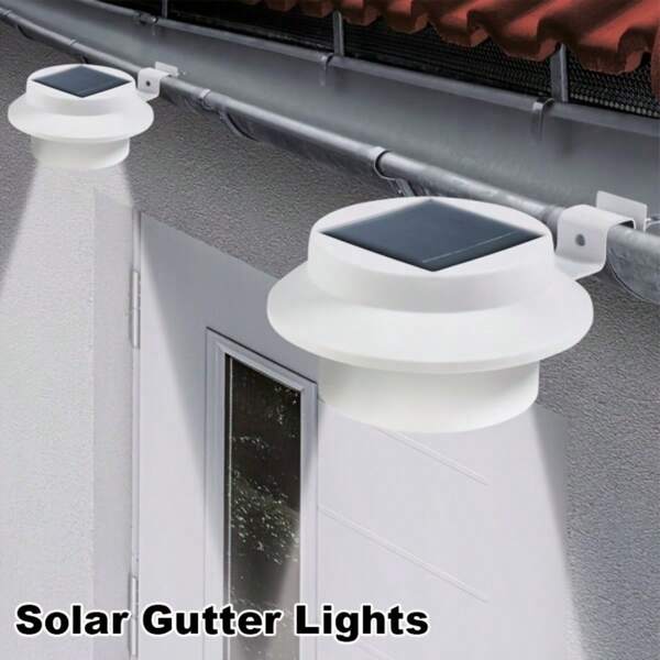 6Pcs/1Pc Outdoor Solar Eaves Light, 3 LED Solar Fence Lights, Outdoor Solar Stair Lights, Suitable For Railings, Exterior Walls, Decks, Gardens, Pathways, Backyards, Sidewalks, And Terrace Lighting, No Drilling Required For Installation