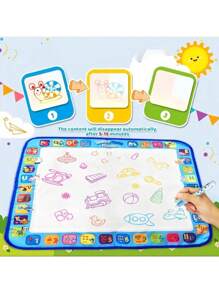 Juego de paño y bolígrafo de agua de diversión para dibujar, manta de dibujo reutilizable de gran tamaño, adecuada para dibujar con agua, reconocimiento de colores, oficina, escuela, dibujo, estudiantes, marcadores, papelería, niños, niñas, útiles escolares, juguetes de niñas, set de arte de niños, expande tu mente, inspira la creatividad práctica, vacaciones de Pascua, regalos de cumpleaños, vuelta al cole