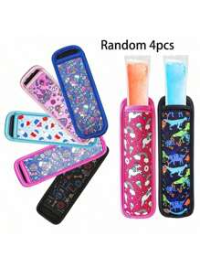 1 pièce/4 pièces Manches de sucette glacée, Manchons isolants, Housses de rack de sucettes glacées, Sacs de sucettes glacées colorés, Supports de sucettes glacées réutilisables et lavables, Fournitures d'été, Articles ménagers