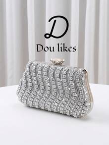 Women's Sparkling Crystal Decorated Evening Clutch Purse, With Metal Rhinestone Decor, Gleaming Box Style Wallet, Perfect For Creating A Charming Look, Suitable For Brides, Weddings, Parties, Balls, Birthday Gifts, Valentine's Gifts, Gatherings, Crossbody Bag, Handbag, Makeup Bag, Perfectly Matching New Year Outfits And Women's Party Dresses, Stylish Party Bag, Ideal For Parties, Weddings, Balls, Formal Dinners/Banquets