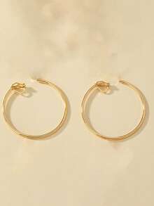 2 件时尚个性化金属圆形夹式耳环朋克风格金属圈耳环超大耳环适合无耳洞耳朵