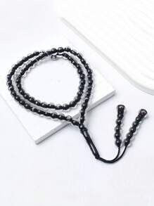 66 piezas de 8mm Pulsera de cuentas de cristal llanas con borlas, cuentas de rosario árabe