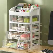 Caja de almacenamiento estilo cajonera, joyería transparente, productos para el cuidado de la piel, caja de almacenamiento de escritorio de alta capacidad, organizador a prueba de polvo ZLKX - Rosa-e - Ver 5