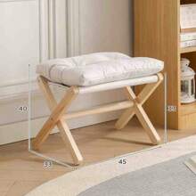 1pc Wooden Footstool, Multipurpose Foot Rest Stool For Living Room, Modern Ergonomic Design Shoe Bench