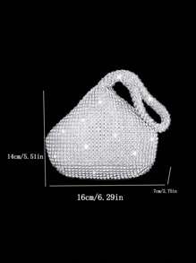 Conjunto de Bolsa de Embreagem Decorada com Strass Luxuosa de Moda para Mulheres, Colar e Brincos, 3 Peças de Joias para Eventos Formais