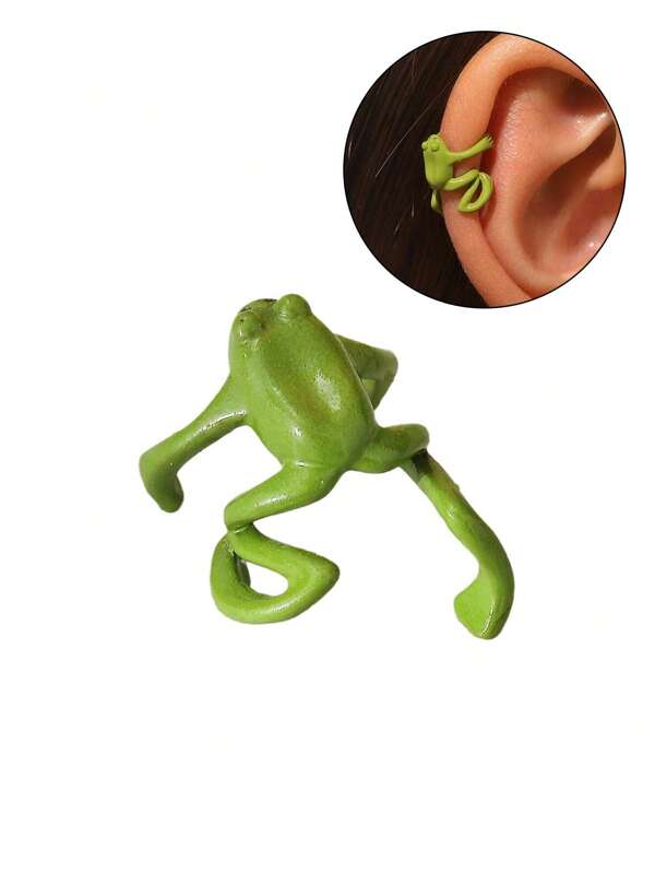 1 pieza Pendiente de presilla de rana minimalista de moda, accesorio para la oreja sin perforación para unisex