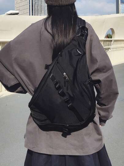 FILWHITE 大容量男士胸包，休闲嘻哈斜挎包，尼龙收纳单肩包，商务休闲腰包，单肩背包，多功能休闲徒步旅行包，优雅节日趣味礼物徒步配件