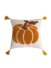 1pc/3pcs Set Pumpkin Pattern Plush Pillow Cover, Velvet Embroidered Cushion Cover, Daily Home Bedroom Headboard Sofa Car Outdoor Garden Household Decorative Pillowcase, Seasonless, Without Insert, 45*45cm