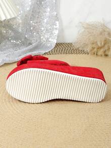 Sandalias de mujer 2025, sandalias con plataforma y cuña gruesa con lazo y estampado de leopardo sexy, sandalias elevadas cómodas de punta redonda y slip-on para mujer, esenciales casuales para primavera/verano, para usar con vestidos - Serpiente roja - Ver 8