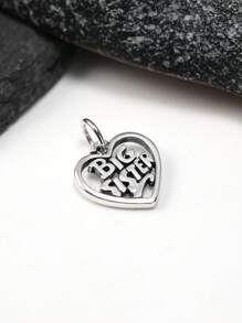 1pc Simple And Unique 925 Sterling Silver "Big Sister" Heart Charm DIY Pendant Delicate Jewelry Gift For Women Or Men