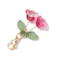 Set de 4 decoraciones colgantes de flor de vidrio y acrílico, dijes con mosquetón, para bolsos, llaves, collares, joyería o accesorios de automóvil, colores variados, 30mm