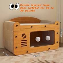 1 pieza Cama y poste rascador para gato 2 en 1, nido de mascota de estilo sencillo y fresco