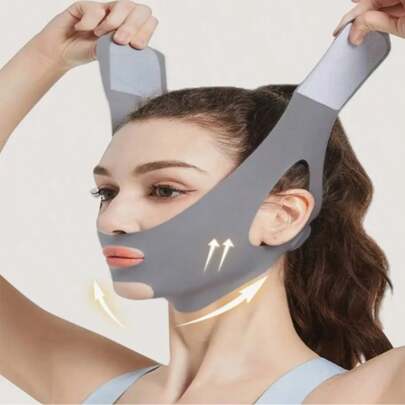 1 pieza Máscara facial con forma de V - Levanta instantáneamente el doble mentón, ultra ligera y cómoda, soporte para el mentón que esculpe contornos juveniles, diseño transpirable y ajustado, para uso en el hogar, esculpe y levanta la línea de la mandíbula, accesorio para ayudar con el sueño