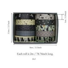 10 rotoli/scatola Nastro adesivo decorativo con animali carini, motivi geometrici, texture semplici, ideale per confezioni regalo, decorazione di album di ritagli e materiale scolastico, adatto per il fai da te e la decorazione. Forniture scolastiche, per il rientro a scuola