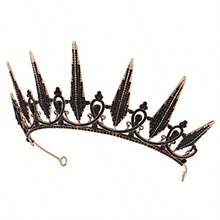 Evil Queen Costume Women Crown Black Swan Vampire Ursula Tiara Halloween Gothic Witch Accories For Bride Princ Girl Birthday Cosplay Party Wedding Homming Prom Quinceanera Pageant - as pic - View 6