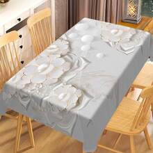 1/20pcs Simple Fresh White Floral Pattern Tablecloth, Fashion Theme, Outdoor Camping Rectangle Tablecloth, Perfect For Dinner, Picnic Essentials, Party Decorations, Dinner Gatherings And Home Decoration - Multicolor - View 14