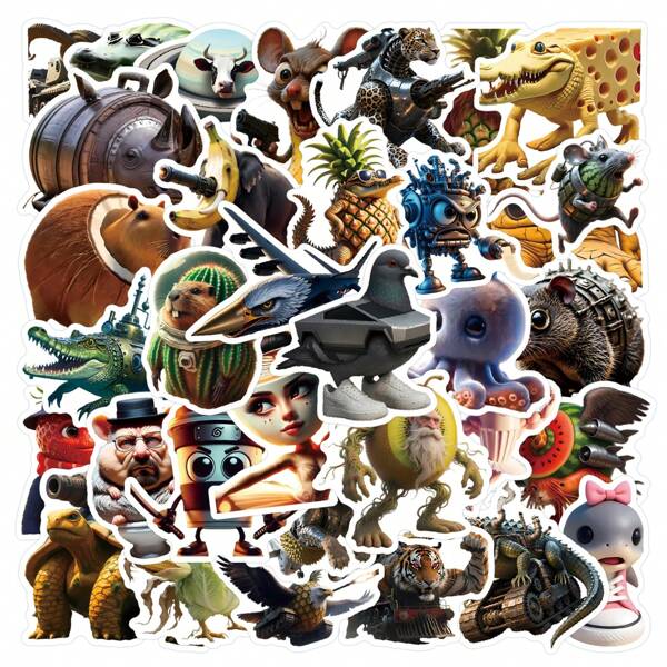 50PCS American Shanhaijing Stickers Vinyl Stickers Scrapbook, Journaling, Laptop, Bumper, Skateboard, Water Bottles, Computer, Phone, Cartoon, Hard Hat, Car Stickers