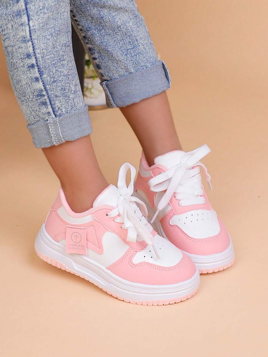 1 Pair Children's Comfortable, Lightweight, Soft-Sole, Shock-Absorbing Casual Running Shoes For Boys And Girls, Suitable For Spring And Autumn - Hồng - Xem 1