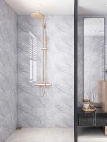 10 片 1.8 平方米浅灰色大理石图案 3D 仿瓷砖壁纸，防水防潮装饰墙板，适用于厨房和浴室房间装饰家居装饰客厅装饰房屋装饰墙纸壁纸厨房装饰墙艺术 - 淺灰色 - 查看 8