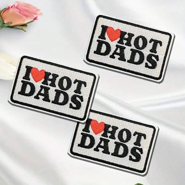 3pcs Western Cowboy "I Love Hot Dad" Embroidered Patch, Iron-On Or Sew-On Applique For Clothes, Hats, Bags, DIY Decor Accessories