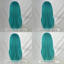 Long Straight Synthetic Blue Green Cyan Wig With Bangs Fluffy Lolita Cosplay Women Wig Heat Resistant For Daily Party - Lime Green - View 9