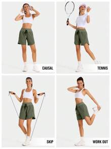 ZUTY 7" hohe taillierte Sporthosen für Frauen, Lauf-Workout Shorts mit 3 Reißverschlusstaschen, Sommer