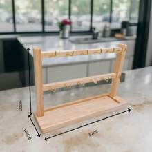 1 Stück Schmuckorganizer Ständer aus Holz mit mehreren Haken, 1 Stück eleganter Schlüsselhalter & Schmuckständer aus Holz mit Haken - multifunktionale Aufbewahrung & Organisation für den Schreibtisch, geeignet für Ohrringe, Ketten, Armbänder, Schlüssel - massiver Holzständer