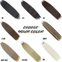 Extensions per coda di cavallo dritta in materiale sintetico da 24 pollici con fascia di gomma elastica, colori biondo, marrone e nero, per le donne per uso quotidiano e feste