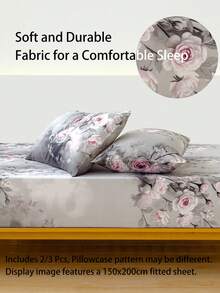 2/3 Piece Soft Bed Sheet Set - Bedding Set Includes 1/2 Pillowcases And 1 Mattress Protector (30cm/12 Inch Deep) - Modern Mattress Cover Or Mattress Pad, Fits All Bed Sizes Including Twin, Full, Queen, King, Single And Double - Grey - View 2