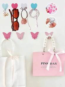 3/1/6/8 pièces Crochet mural décoratif design papillon, convient pour la décoration de la chambre des filles, style minimaliste, crochet de salle de bain design papillon mignon, style minimaliste mignon pour la rentrée scolaire - Multicolore - Voir 6