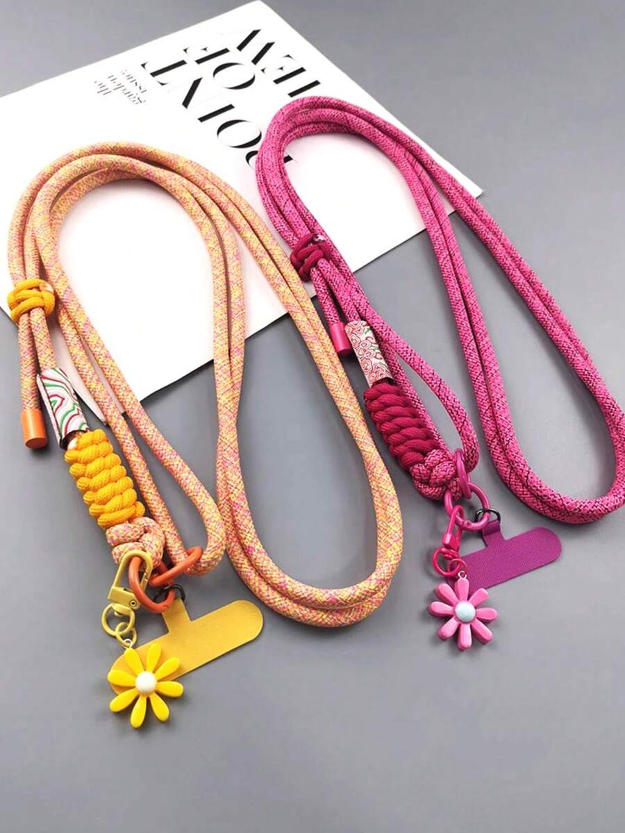 1 mặt dây chuyền hoa cúc cho điện thoại di động, dây đeo chéo dài bện có thể điều chỉnh cho thể thao ngoài trời, dành cho cả nam và nữ, có kèm kẹp - Nhiều màu - Xem 1