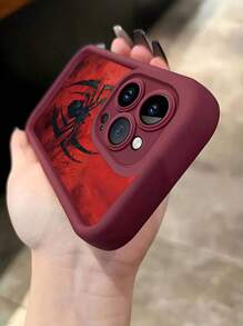 Sanrio 全新奢华蜘蛛与心形英文款 1 件装防摔 TPU 手机壳，兼容 16/11、15 Pro Max、14 Pro Max / Galaxy S25、S.A.M A16/X6A、X7B、X8B、 16 手机壳 - 酒紅色 - 查看 3