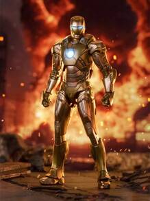 Hasbro 1:10 Scale 7-Inch Golden Iron Man MK21 Collectible Action Figure With Detachable Accessories, Display Base & Premium Gift Box - Movie Replica