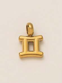 1pc不锈钢复古时尚博主小巧精致十二生肖项链吊坠，适合DIY创意项链、手链、耳环、包链、钥匙扣，镀18K金，防水防汗，适合日常使用，是送给老婆、妈妈、闺蜜的创意吊坠 - 金色 - 查看 10