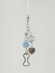 1pc Blue Heart Dog Phone Lanyard, Versatile Charm For Backpack, Camera, Earphones, Bag Accessories