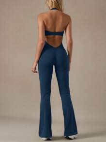 NcmRyu 1 buc salopetă pentru femei la modă sexy cu decolteu în V, dantelă patchwork, fără spate, scobită