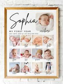 Personalized Baby's First Year Poster Template, Modern 1st Birthday Photo Collage Sign, Editable Year In Pictures Board, Instant Download,Baby Shower Party Decoration, Baby Room Decoration Back To School