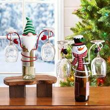 1pc Christmas Wine Bottle Rack Wine Bottle Christmas Rack Wine Glass Rack Holiday Wine Bottle And Wine Glass Rack - Multicolor - View 6