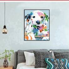 LaoJieYuan 2026新款全套十字绣动物狗图案DIY刺绣和编织工艺品DIY套件，包括刺绣套件、十字绣套件、钩针套件、戳绣套件、缝纫配件、缝纫套件、绣线、工艺套件、针线材料、缝纫图案、钩针工艺用品、刺绣套件、初学者缝纫图案