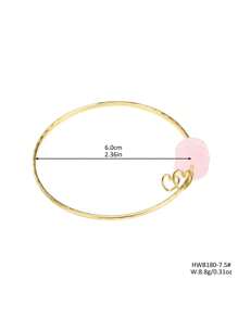 Pendentif en forme de cœur martelé avec placage cuivre bohème et imitation de quartz rose pour bracelet de femme