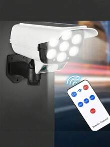 1 PC Motion Sensor Solar Light, 77 LED Spotlights With Remote Control, Outdoor Wireless Floodlight Virtual Like Security Camera For Hotel, Porch, Garden, Patio, Driveway - Solar Powered And Wireless Wall Light