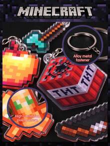 12 件 Minecraft 官方授权我的世界物品亚克力钥匙扣不死图腾钻石镐和末影水晶和其他钥匙扣钥匙背包装饰最佳礼物 - 彩色 - 查看 6