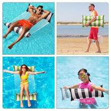 Mejor compañía Tumbona inflable para piscina, flotador de hamaca de agua multifuncional 5 en 1 para adultos, Paquete de 2 en verde lima y azul marino - Verde lima y azul marino - Ver 4