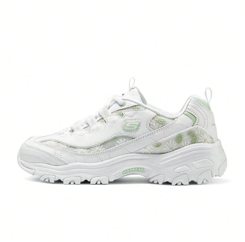 Skechers Zapatillas deportivas informales con cordones de la serie D LITES para mujer - Blanco - Ver 1