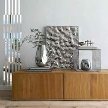 Barra plana metálica de acero inoxidable plateado con respaldo autoadhesivo para decoración de pared