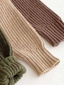 1pc Boys/Toddlers/Infants Khaki Solid Color Sweater, Children Casual Comfortable Knitted Pullover Long Sleeve, Suitable For Autumn/Winter